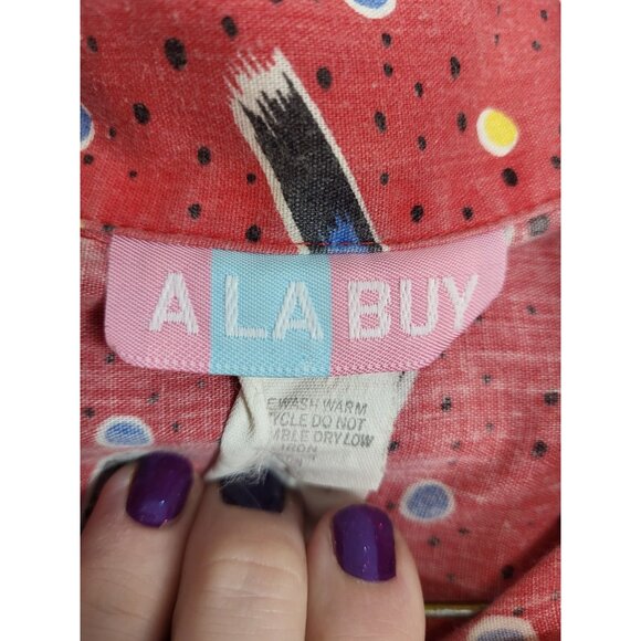 Ultimate 80s Shirt w/ Earrings Women's Sz XL Retro Party Button Down Long - Picture 4 of 9